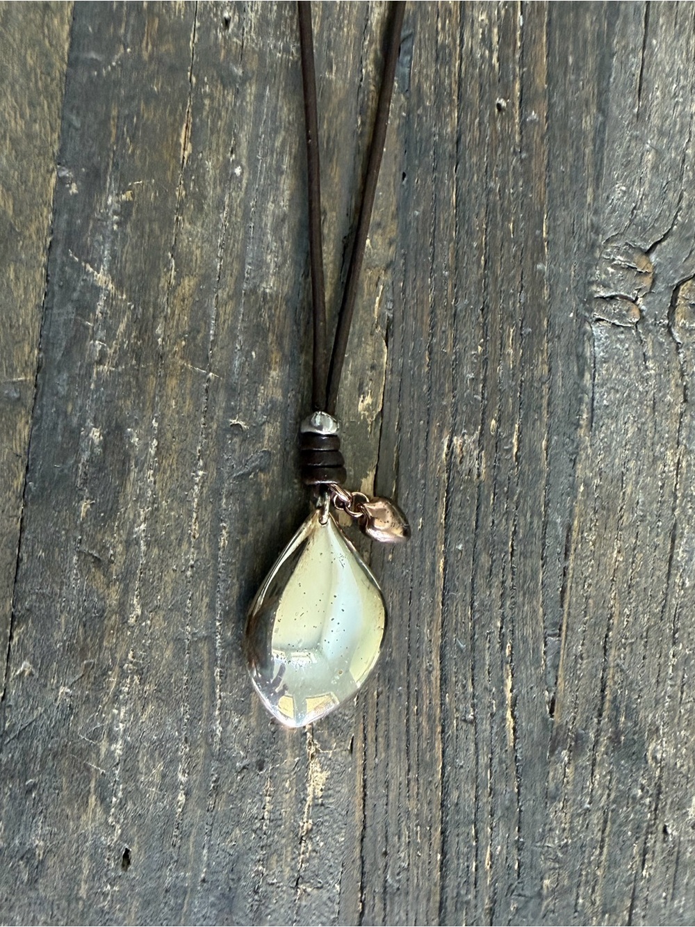 Stella & Dot Handcrafted Silver Teardrop Pendant Necklace adjustable